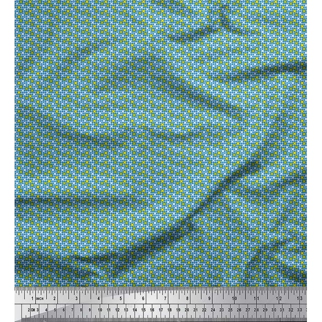 Soimoi Polyester Crepe Fabric Diamond & Cross Sign Shirting Print Sewing Fabric Yard 52 Inch Wide