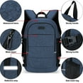 thumbnail image 4 of Fashionable Multi Pocket Neutral Backpack, Waterproof, Anti-theft, 14 Inch Computer Backpack, USB And Headphone Reserved Ports Blue, 4 of 6