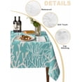 thumbnail image 2 of Teal Coral Coastal Table Cloth, Ocean Nautical Seaside Beach Waterproof Tablecloth for Rectangle Tables, Reusable Washable Fabric Table Cover for Restaurant Kitchen Dining Tables 60"x102", 2 of 6