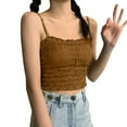 thumbnail image 2 of Pxiakgy Women's Summer Trendy Sleeveless Y2K Ruffle Pleated Crop Top Camisole Soft Comfy Ruched Knitted Crop Top Tube Top Square Neck Adjustable Spaghetti Strap with Built In Bras Yellow One Size, 2 of 5