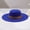 Blue, variant on Unisex Wool Tweed Cowboy Hat, 9.5cm Wide Brim Oval Crown Fedora With Riveted Leather Strap, Solid Color Warm Hat For Fall Winter Outdoor Festival Daily Wear Pink One Size