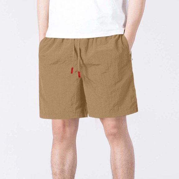 Hurxie Mens Casual Shorts Drawstring Shorts Stretch Elastic Waist Summer Beach Golf Shorts Khaki,3XL