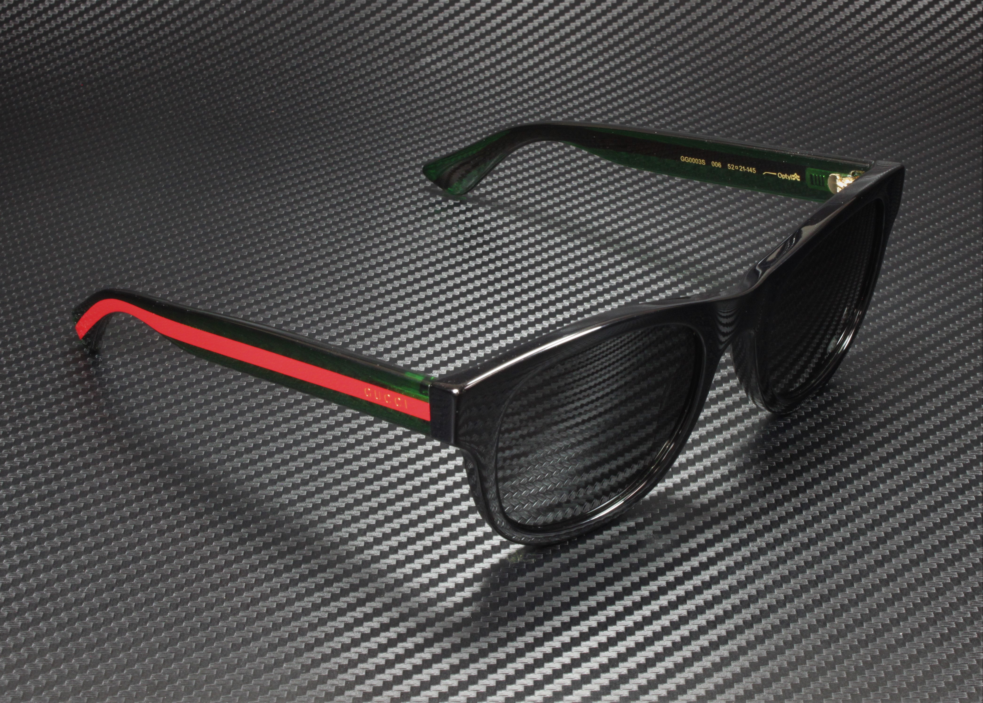 Gucci Green Square Polarized 52mm Sunglasses GG0003S-006 52 