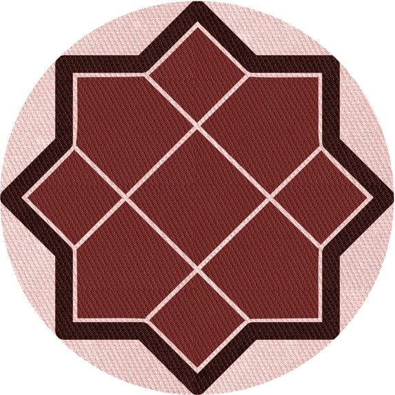 Ahgly Company Machine Washable Indoor Round Transitional Pastel Pink Area Rugs, 7' Round