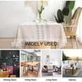 thumbnail image 4 of FFIY Tablecloth for Dining Table Rustic Table Cover, Farmhouse Kitchen Table Cloth, Cotton Linen Fabric Small Rectangle Table Cloths for 6 to 8 Seats, Beige, Turquoise, 55x86 Inch, 4 of 5