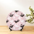 thumbnail image 6 of Picia Swan And Flowers2 Pattern Bone China Decorative Plate – Wall Decor with Stand and Adhesive, Elegant Ornament for Living Room, Office, or Entryway-7in, 6 of 6