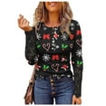 thumbnail image 2 of Tops Navideños Para Mujer, Blusas de Manga Larga, Botones, Entrenamiento, Estampado, Costura de Encaje, Erógeno Odeerbi  ODB194233, 2 of 6