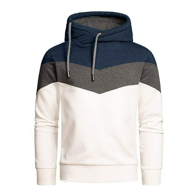 Men's Casual Long Sleeve Sweater Top for Autumn Winter Sports Wear with Unique Color Block Design Comfortable Pullover