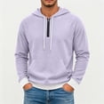 thumbnail image 3 of Fanshiluo Men's Waffle Quarter Zip Long Sleeve Pullover Hoodie,Contrast Color Hem Kangaroo Pocket Loose Fit Tops,M,Big and Tall Men, 3 of 5