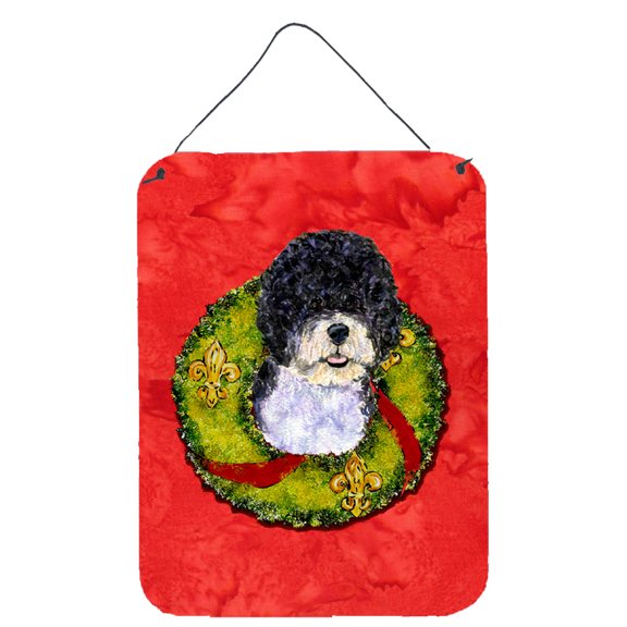 Portuguese Water Dog Cristmas Wreath Wall or Door Hanging Prints