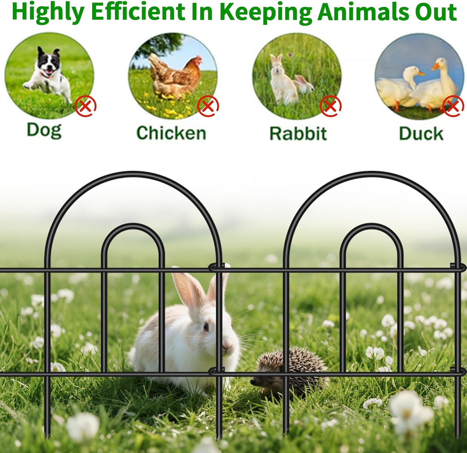 AMAGABELI 35 Panels 18in(H)×50ft(L) Decorative Garden Fence No Dig Rustproof Metal Pre-Linking Fence Panels Garden Edging Border Animal Barrier Fencing for Flower Beds Yard Patio Outdoor Decor Black