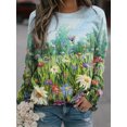 thumbnail image 3 of Nueva camiseta de manga larga con estampado gráfico de pintura al óleo para mujer, camiseta larga de calle con cuello redondo, camiseta holgada Y2k, 3 of 5