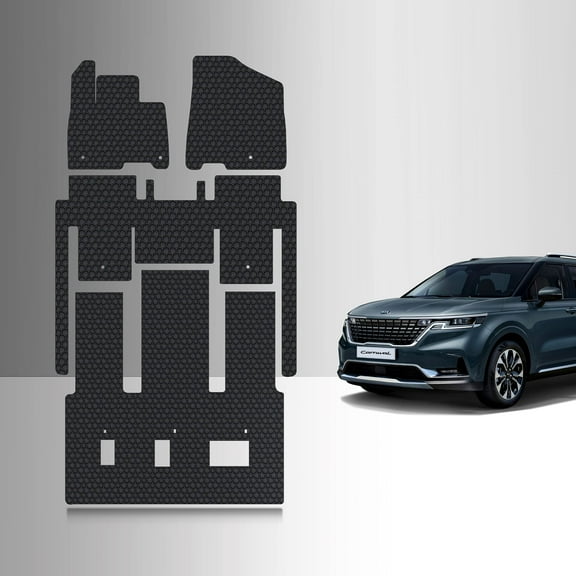 ToughPRO Front   3rd Row Mats Compatible with KIA Carnival 2025 7 Seater - All Weather Heavy Duty (Made in USA) Black Rubber