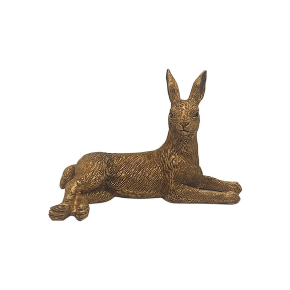 Vintage Reclining Bunny Figurine Easter Decorations, Copper Resin Rabbit Ornament Tabletop Decor for Spring & Easter Home Accent(6.5x4.13x3.54")