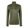 thumbnail image 7 of Women's Fashionable Solid Color High Neck Long Sleeved Sweater Pullover Sweater Top for Fall Winter Comfortable Everyday Fashion,Army Green,L, 7 of 7