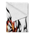 thumbnail image 2 of Tattoo Soft Flannel Fleece Blanket, Jungle Prince Tigers Head in Black Frame Looking with Cat Eyes Hunting Print, Cozy Plush for Indoor and Outdoor Use, 70" x 90", Orange and Black, by Ambesonne, 2 of 5