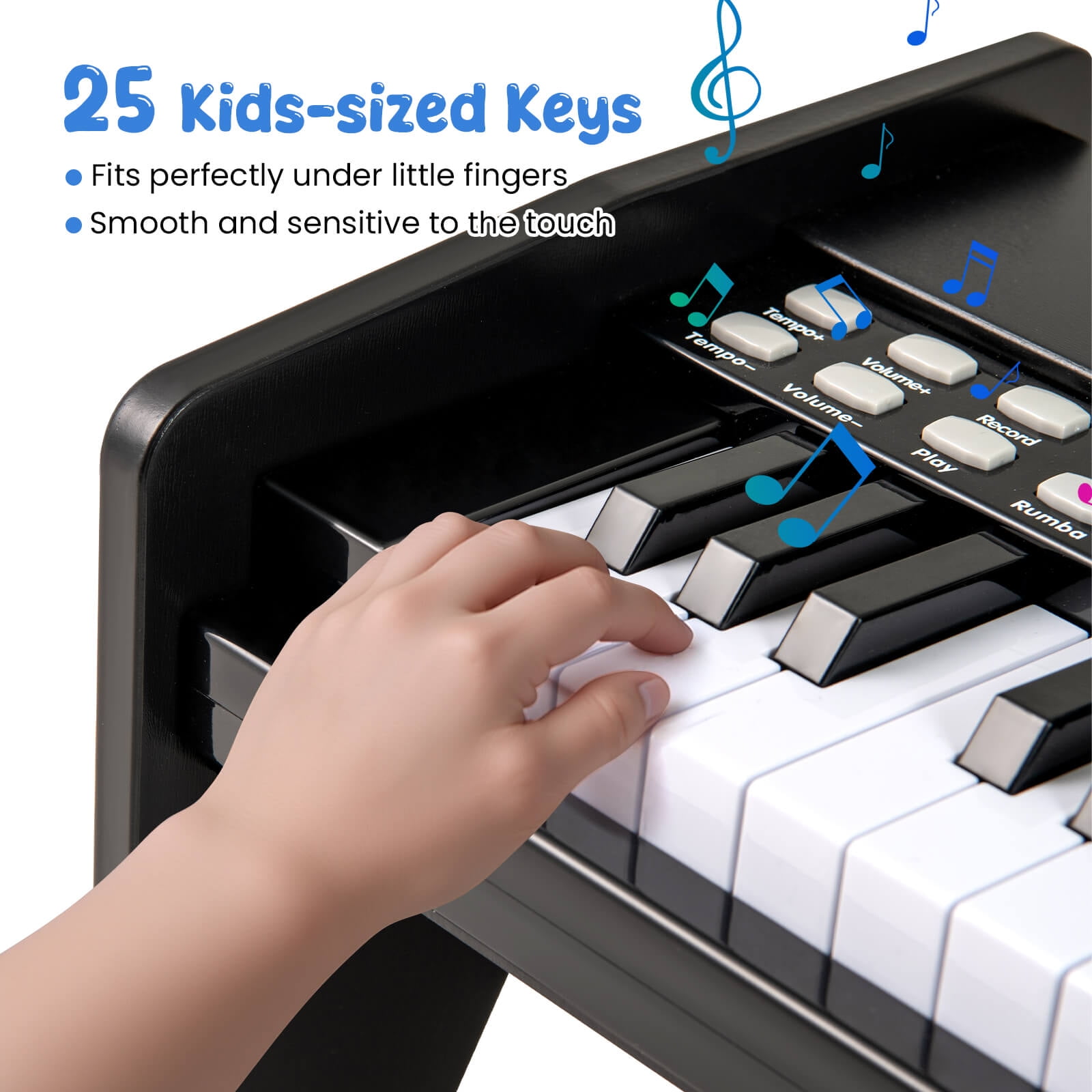 Infans 25 Keys Digital Piano w/Music Stand,Teaching Mode,Lighted Keys, Adjustable Speed