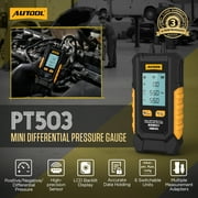 AUTOOL PT503 Mini Differential Pressure Gauge, High-Precision Digital Manometer- 6 Switchable Units Multiple Adapters for Intake Brake Exhaust Crankshaft Pressure Testing