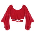 thumbnail image 6 of YiZYiF Womens Lace-up Belly Dance Tops Costume Flare Sleeve Shawl Shrug, 6 of 7