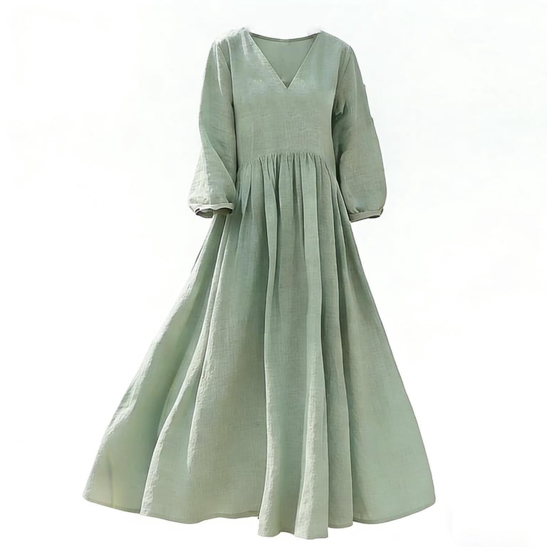 cotton empire waist dress Whisper Maxi Dress Olive / S