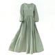 thumbnail image 4 of Mujeres Vestido Casual V Cuello Tres Cuartos de Manga Suelta Mezcla de Lino, Vestido de Lino Suave Mujeres para el Verano Hogar Diario de Comodidad, 4 of 7
