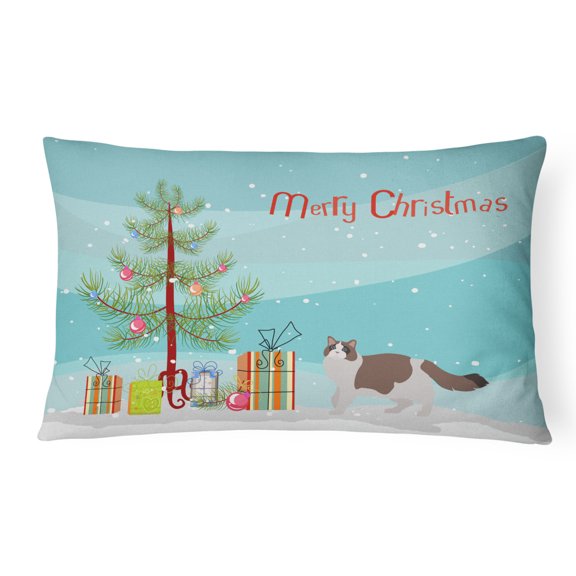 Carolines Treasures CK4694PW1216 Ragdoll 3 Cat Merry Christmas Canvas Fabric Decorative Pillow, 12H x16W, multicolor