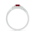 thumbnail image 2 of ANGARA Natural Aeon Ruby & Diamond Floral Halo Three Stone Engagement Ring in 14K White Gold for Women (Size-5mm) | July Birthstone, Anniversary, Jewelry Gift for Women | Natural Ruby Ring, 2 of 10