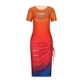 thumbnail image 3 of QIPOPIQ Robes pour Femmes Longue Robe Fluide à Volants Manches Courtes Tendance Col Rond Trou Robe d'Été Décontractée Robes Aguichant Jupe Longue 2023 Offres, 3 of 5