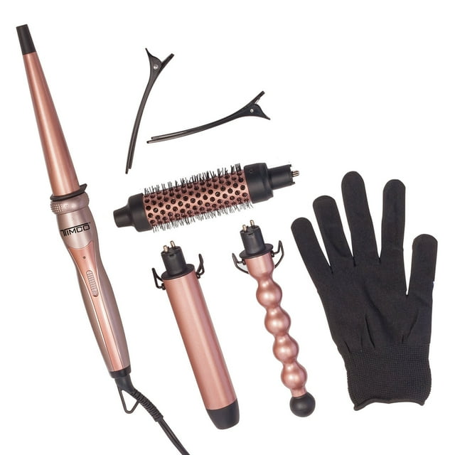 Kit 4 En 1 Ferro Tenaza Cepillo Rizadora Cabezales Intercambiables Timco Incluye Guante Protector Timco