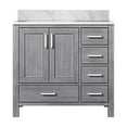 thumbnail image 3 of Jacques 36 in. W x 22 in. D Left Offset Distressed Grey Bath Vanity and Carrara Marble Top, 3 of 4