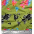 thumbnail image 1 of Soimoi Green Poly Georgette Fabric Text & Map Watercolor Print Fabric by the Yard 42 Inch Wide, 1 of 5
