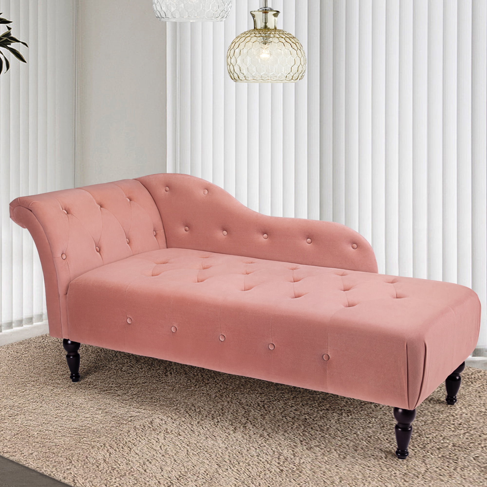 Chaise Lounge, Indoor Lounge Velvet Sofa Chair Filled with High Density