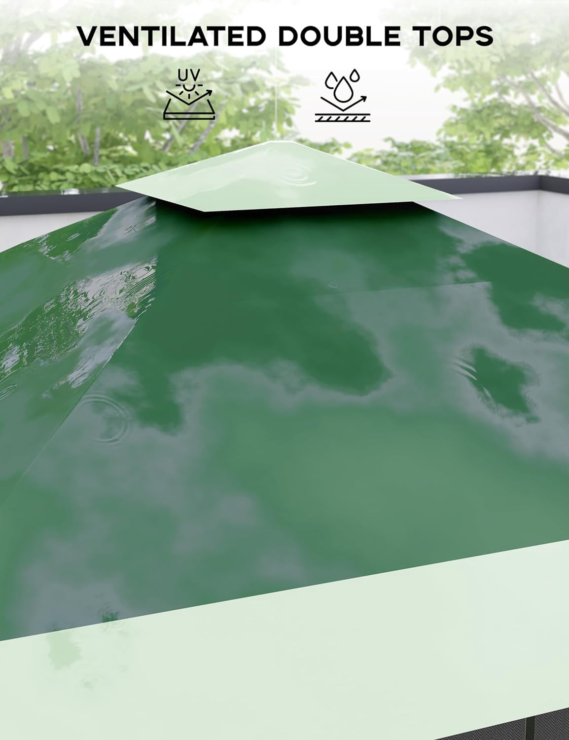 WPOND 13'x13' Pop-Up Patio Gazebo with Netting, Waterproof Canopy and UV Protection, Dark Green/Gray