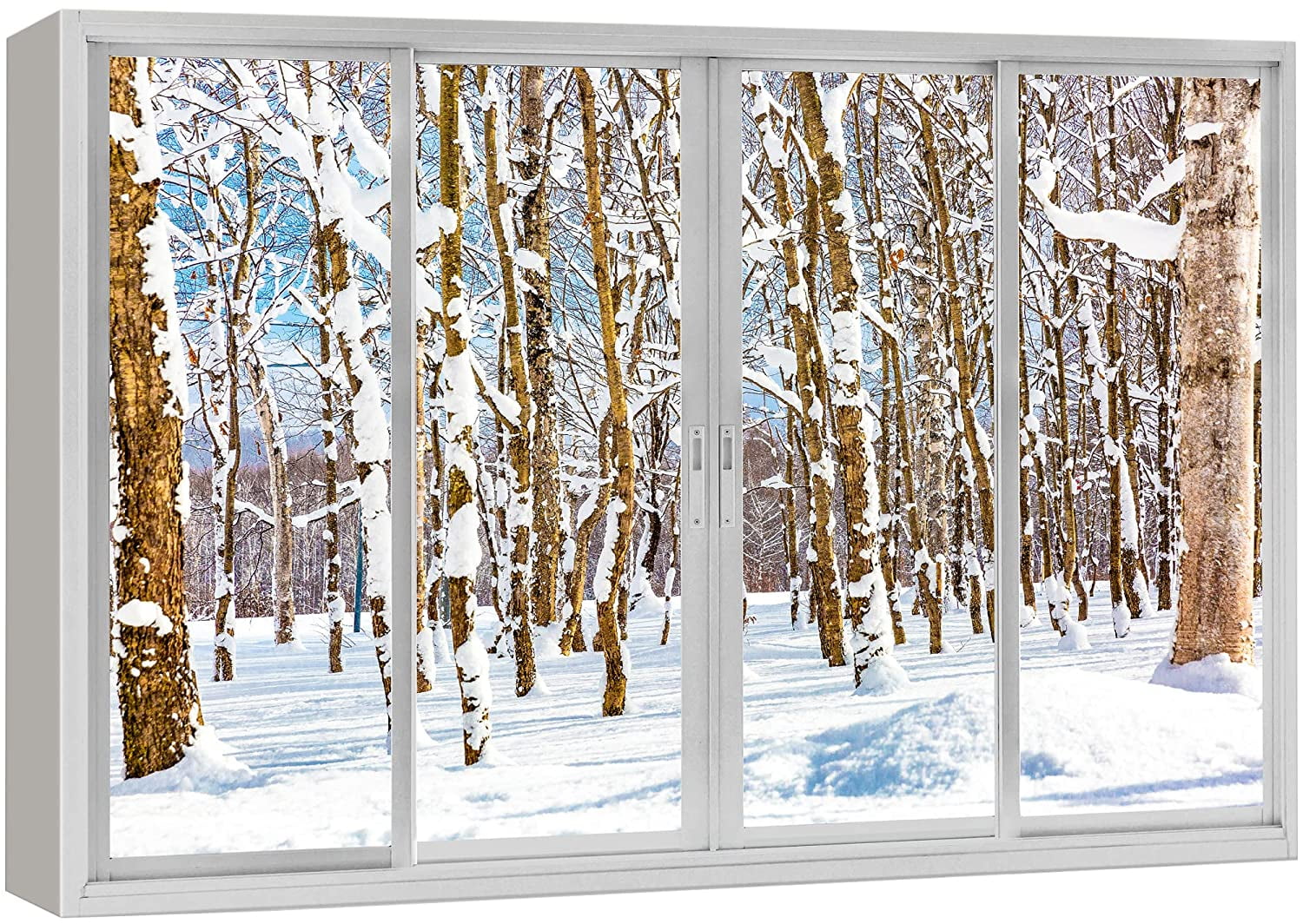 wall26 Canvas Print Wall Art Window View Snowy Winter Wonderland Tree