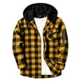 thumbnail image 5 of TKKCS Mens Hooded Plaid Flannel Shackets- Long Sleeve Buttons and Zipper Pockets Button Down Daily Wear Fall Winter Casual Shirt Jackets Yellow Size S, 5 of 9