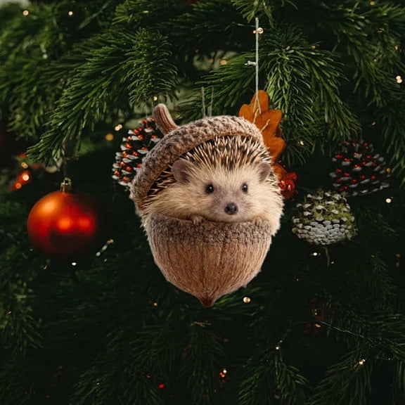 Forest Animal Acorn Ornaments – Cozy Forest Woodland Christmas Ornaments for Christmas Tree – Pine Cone Animal Decor, Squirrel Acrylic Hanging Ornament for Home Decor