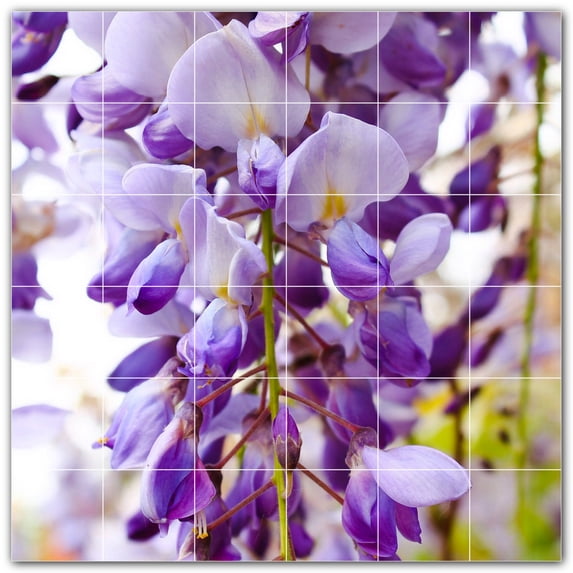 Picture-Tiles.com: Flowers Ceramic Tile Wall Mural WAL500658-66S. 25.5"W x 25.5"H using (36) 4.25" x 4.25" Ceramic Tiles-Satin Finish