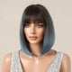 thumbnail image 3 of Pelucas sintéticas cortas con flequillo para mujer, pelo recto Bob, ombré, marrón oscuro, azul, uso diario, fiesta, Cosplay, resistente al calor, 3 of 4