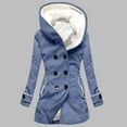 thumbnail image 4 of Spring Saving Clearance 2023!GaThRRgYP Womens Coat,Outerwear for Women under $10,Velvet Double Breasted Hooded Solid Color Mid Length Women's Solid Color Temperament Commuting Jacket, 4 of 4