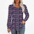 thumbnail image 2 of Enjoytime Womens Fall Winter Blouses Loose Fit Long Sleeve Basic Shirts Top Streetwear Womens Crewneck Floral Printed Tunic Tops, 2 of 5