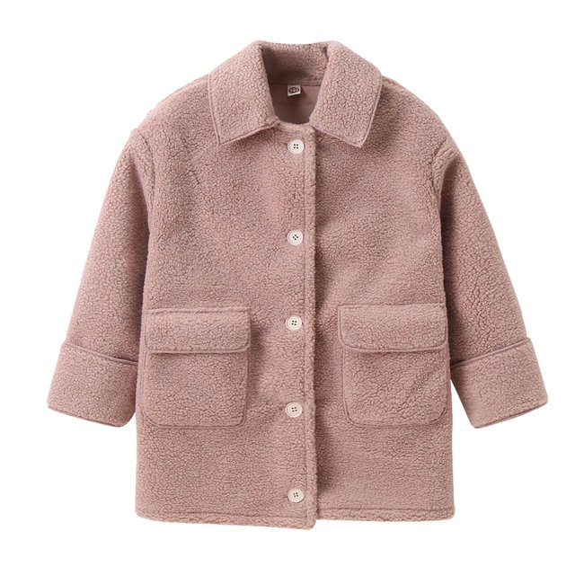 Gibobby Abrigos de invierno para niños y niñasAbrigo largo sólido para niñas pequeñas, chaqueta de lana gruesa de invierno para niños, prendas de vestir (Rosa, 11-12 Años)