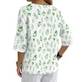 thumbnail image 2 of Xoenoiee Eucalyptus Leaf Print Linen Shirts for Women Linen Tops V Neck 3/4 Sleeve Button Down Blouses for Women Oversized Tops for Vacation Casual Wear, Large, 2 of 7