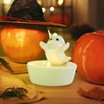 thumbnail image 3 of Halloween Ghost Candle Holder Decor,Candle Holder Cup,Ceramic Candlestick,White Ghost Shape Tealight Cup for Spooky Party Table Centerpiece Wedding Holiday Aromatherapy Decor, 3 of 9