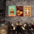 thumbnail image 4 of Letreros de hojalata de metal con hamburguesas frescas de Hot Dog, carteles vintage de barbacoa, decoración de pared para el hogar, cocina, pintura de placa de hierro, placas de tienda de comida rápid, 4 of 5
