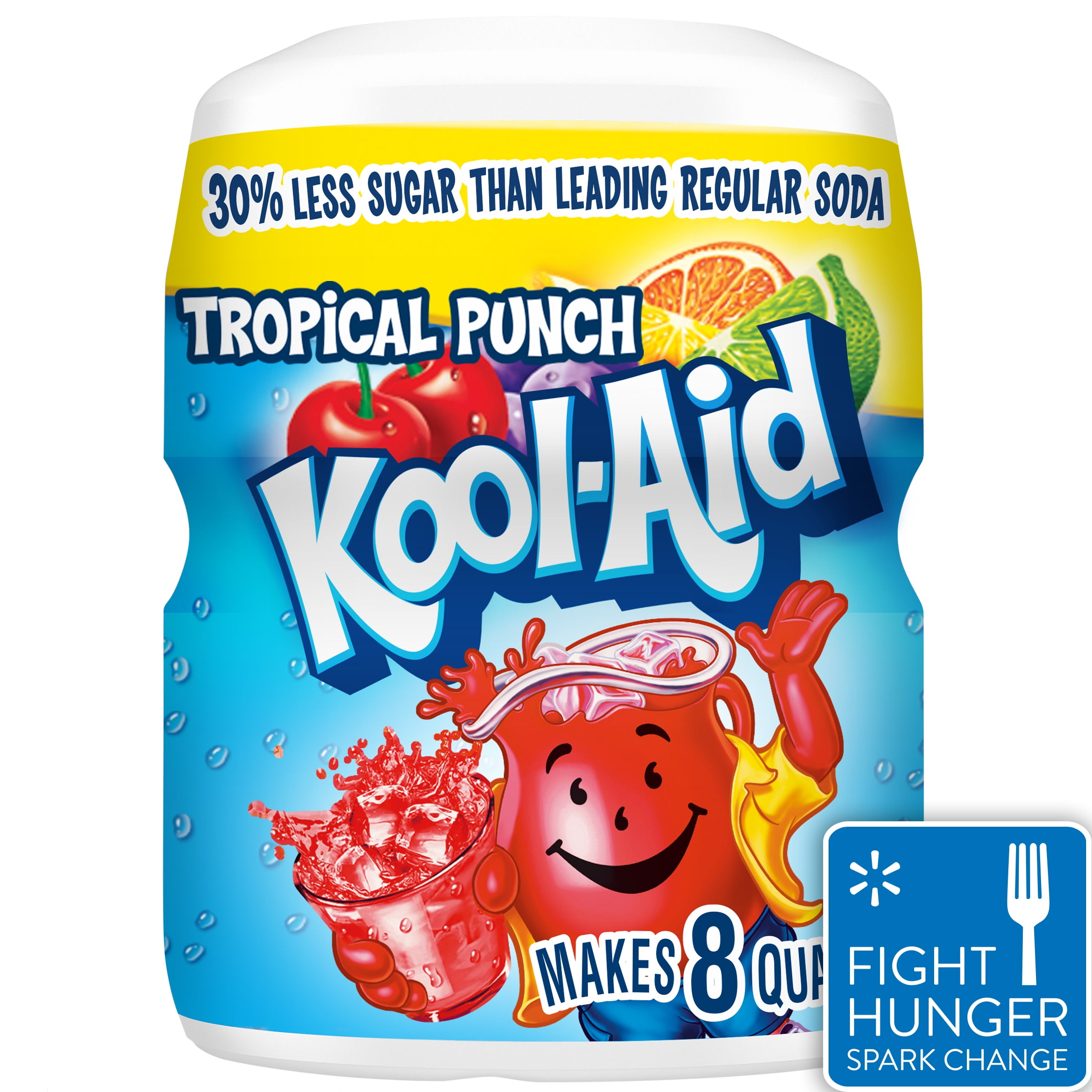 Kool-Aid Sugar Sweetened Tropical Punch Artificially Flavored Powdered Drink Mix, 19 oz. Canister