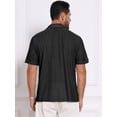 thumbnail image 3 of DARING DIVA Men's Camp Collar Button Down Short Sleeve Distressed Ripped Shirts M Black, 3 of 7