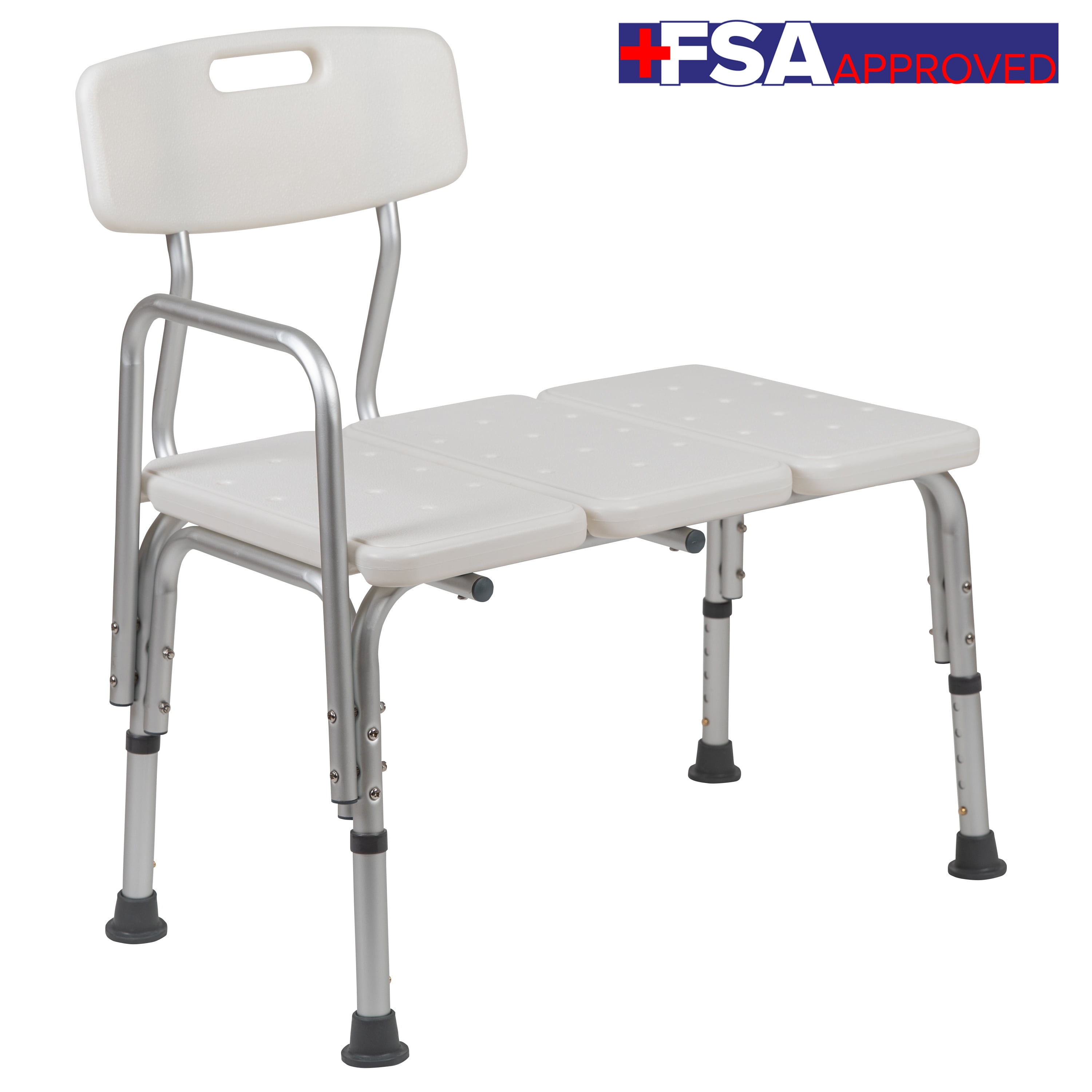 Emma Oliver 300 Lb. Capacity Adjustable White Bath Shower Medical Transfer Bench