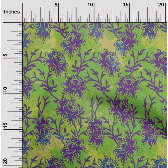oneOone Cotton Silk Green Fabric Batik Quilting Supplies Print Sewing Fabric By The Yard 42 Inch Wide