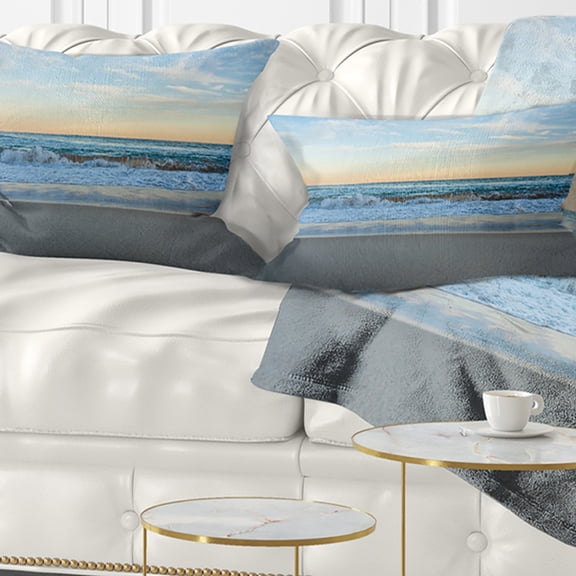 Designart 12" x 20" Blue Polyester Throw Pillow