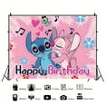 thumbnail image 2 of Stitch Birthday party background banner - cake and candles, polyester wall decoration for indoor/outdoor celebrations, the perfect gift for family and friends, birthday party decoration, 2 of 5